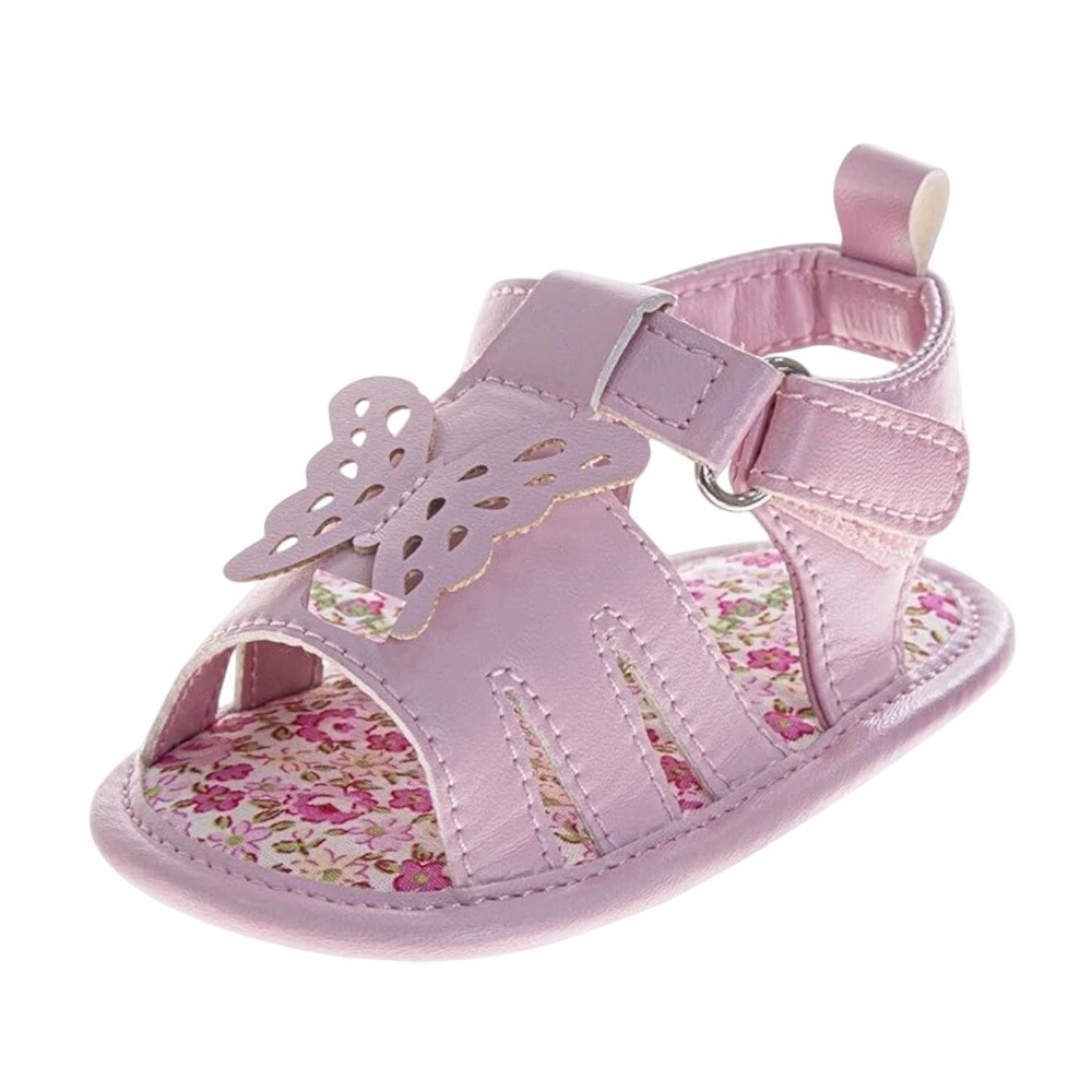Josmo Baby Girl Size 3 Infant Soft Sole Dress Floral Butterfly & Bow Sandals